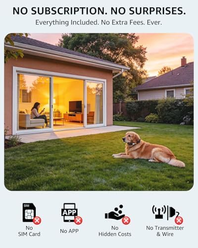 GPS Wireless Dog Fence with No Subscription | 25-999yards Adjustable Boundary, IPX7 Waterproof, Beep Vibration Shock Correction, Outdoor Use, for Dogs Over 18 Lbs