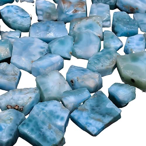 GEMKORA™ 4 to 5pcs, 50 carats Raw Larimar Gemstones Wholesale Natural Rough Crystals Lot, Jewelry Making Loose Gemstone, DIY, Wire Wrapping, Reiki, Wikka, Healing Crystals, Bulk Gemstone Deal
