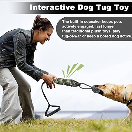 Interactive Dog Tug Toy,Indestructible Dog Toys for Aggressive Chewers,Tough Squeaky Dog Rope Toys for Training,Tug of War Dog Toy Balls for Medium & Large Dogs