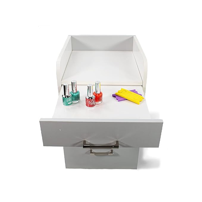 Milan Pedicure Trolley Pedi Rolling Cart Nail Salon Spa Storage Drawer, White/Ash Grey