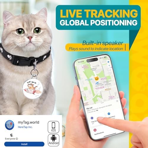 Cat Tracker Collar-Cat GPS Tracker-GPS Tracker for Cats-Cat Collar | Dual-System Tracker | Android and iOS Universal | No Monthly Fee | Waterproof | Works with Any Collar-1