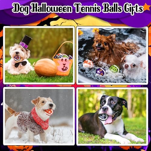 Sosation 60 Pack Halloween Squeaky Tennis Balls for Dogs, Dog Balls 2.0" Interactive Fetch Toy Non-Toxic Durable Outdoor Small Puppy Chew Toys for Teething Training Exercise Playing Throwing