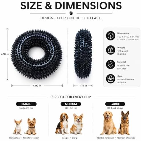 Squeaky Dog Toys for Aggressive Chewers, Floating Donut Ring for Large Dogs