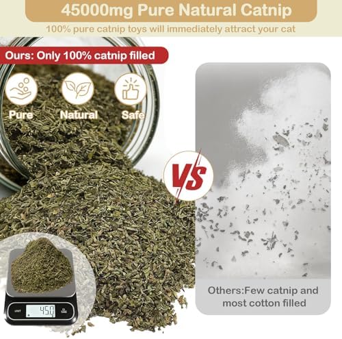 Tocirelo Catnip Toys for Cat with Pure 45000mg A+Organic Catnip, Soft Plush