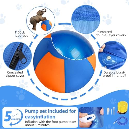 18" Herding Ball for Dogs, Durable Waterproof Dog Herding Ball Outdoor, Large Interactive Dog Play Ball for Herding Breeds to Push Chase & Roll, Pet Training Toy for Australian Shepherd Border Collie