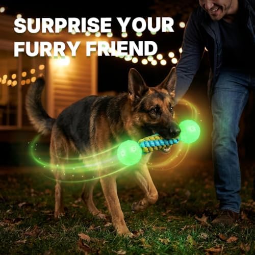 Knot Rope Dog Chew Toys, Glow in the Dark Dog Bone Toys, Dog Teething Toys
