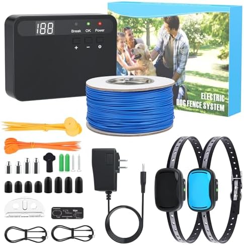 MASBRILL In-Ground Fence for 2 Dogs – Waterproof Rechargeable Collars