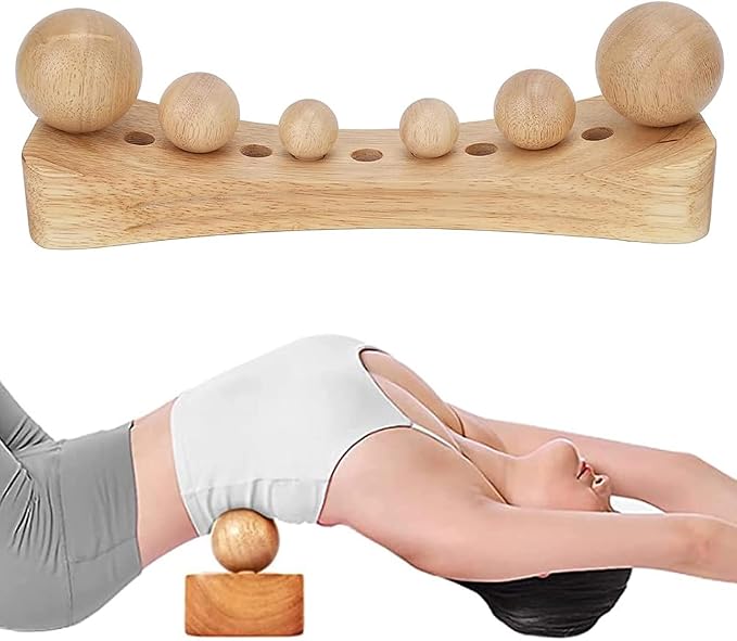 Psoas Muscle Release Tool Wooden Body Massage Tool Trigger Point Wood Massager with 6 Massage Heads for Occipital Cordus Back (A)