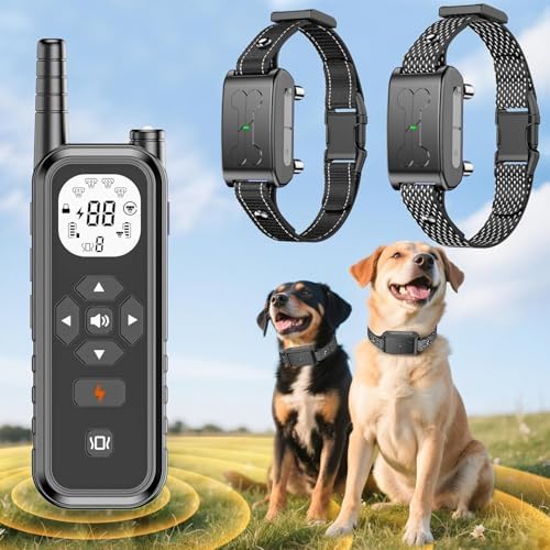 Wireless Dog Fence, Electric Fence for Dogs,Training Collar with Remote Control 3800FT Range, Portable Dog Perimeter Collar with 3 Training Mode Flash Light & Waterproof Upgrade Black 2 Pack