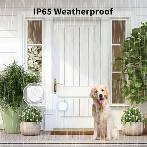JeaTone Dog Door Bell, Smart Wireless Potty Training to Ring, 2 Pack Button | Dog Bells to Go Outside, Easy Training Dog to Ring the Bell, White