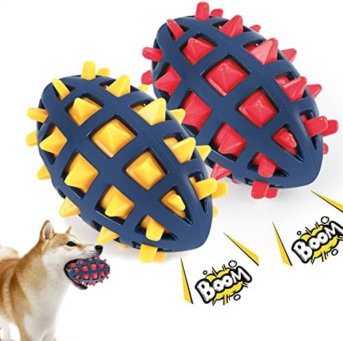 Dog Toy Ball, Dog Spiky Toy Ball with Squeaker, for Floating Chewing Fetching and Interactive Play (2pc Kit)