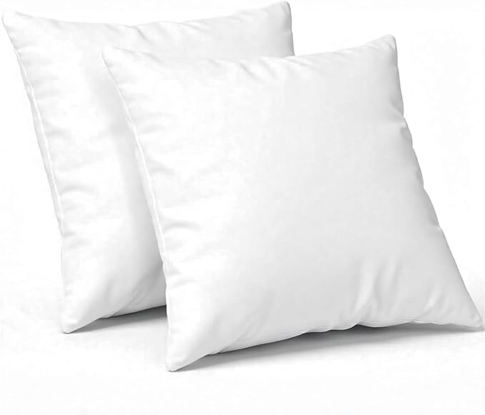 CanvasChamp Throw Pillow Inserts Pack of 2, Lightweight Soft Polyester Decorative Pillow Covers - 16" W x 16" H Bed & Couch Pillows