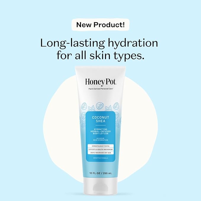 Honey Pot - Hydrating Coconut Body Lotion for Women - Shea Butter and Olive Oil - 48-Hour Moisture Skin Care - No Parabens and Sulfates - 10 Fl Oz