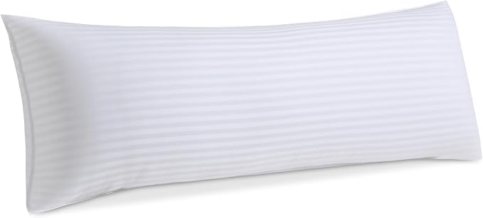 Oubonun Premium Striped Body Pillow | Breathable Cooling Cotton Cover, Soft and Fluffy 3D Down Alternative Microfiber Filled, Long Bed Pillow for Side Sleepers