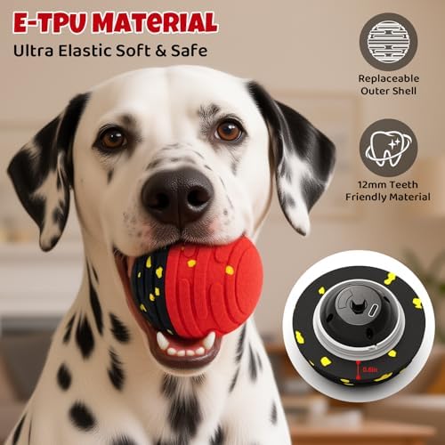 Interactive Dog Toy Ball with Remote Control - Bounce Ball for Dogs, Automatic Rolling, E-TPU Bite-Resistant, Stimulating Moving Dog Toys for Small Dogs, Medium and Large Dogs, Indoor & Outdoor