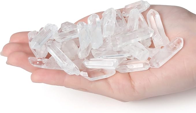 DUQGUHO Raw Crystals Bulk 0.45 lb Natural Clear Quartz Crystal Points Irregular Tumbled Polished Crystal Stones for Jewelry Making Plants Succulent Vase Filler Home Decorative Stones 0.8-1.6"