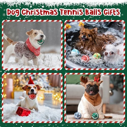 Sosation 60 Pack Christmas Squeaky Tennis Balls for Dogs, Dog Balls 2.0" Interactive Fetch Toy Non-Toxic Durable Outdoor Small Puppy Chew Toys for Teething Training Exercise Playing Throwing