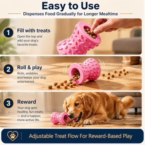 Treat Dispensing Dog Toy, Puzzle Toy for Small & Medium Dogs, Slow Feeder