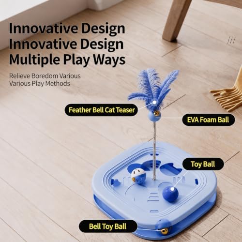 Interactive Cat Toys for Indoor Cats, 2-in-1 (Blue)