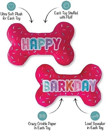Fringe Studio Plush Dog Toy, It's My Barkday, Pet Shop Collection (314226)