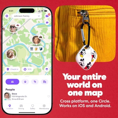 Life360 Tile - Mickey Mouse - Bluetooth Tracker, Keys Finder and Item Locator for Keys, Bags and More. Phone Finder. Both iOS and Android Compatible. 1-Pack (White)