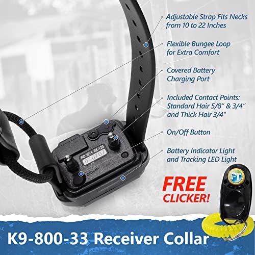 Educator K9-800 K9 Handler E Collar for Dog Training with Remote - 1 Mile Range, Waterproof, 100 Stimulation Levels, Tone or Vibration Mode, Night Light for Small, Medium & Large Dogs (33 Inc)