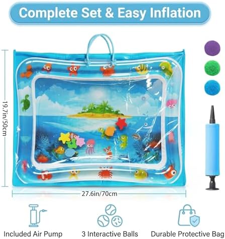 Cat Water Mat with Protective Bag, Scratch Resistant Thickened PVC Water Play Mat, Summer Cooling Interactive Water Filled Mat, Portable Foldable Paw Proof Cat Toy Mat for Indoor Outdoor (B)