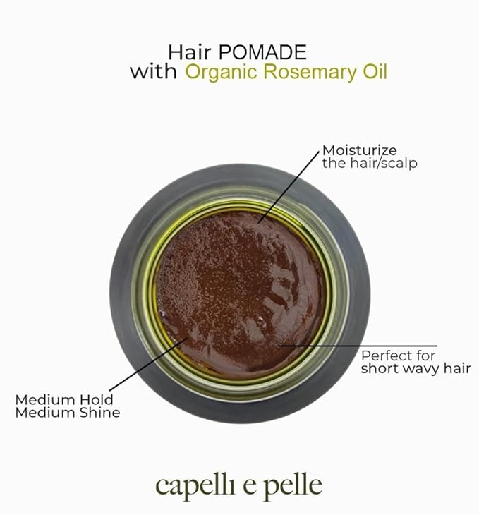 POMADE, With Rosemary Oil -Medium Hold & Shine - Hair Pomade for Black Men & Women to define Waves, Dreadlocks & Braids - Rosemary Oil with Fragrance -Hair Growth & Scalp Care- 200ml
