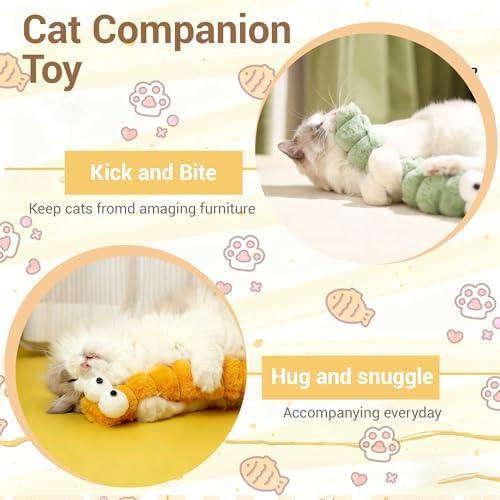 Cat Toys Pillows 3 Pack, 13” Cat Kicker Toys with Catnip Inside, Durable Interactive Cat Toys for Indoor Cats, Soft Kick Sticks for Exercise & Play
