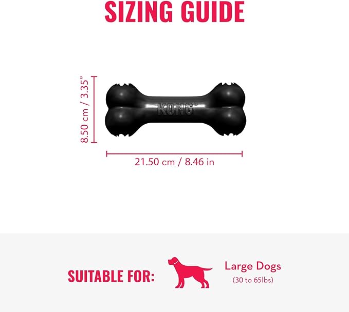 KONG Extreme Goodie Bone, Durable Natural Rubber, Black, for Large Dogs