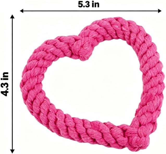 Pink Cute Dog/Cat Chew Toys, Dog Toys for Chewers, Heavy Duty Dental Dog Rope Toy for Dogs, Creative Love Heart Shaped Interactive Rope Dog Toys, Cotton Puppy Teething Chew Tug Toy Dark Pet Supplies