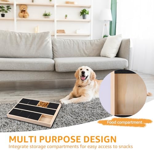 Dog Nail Scratching Board, Dog Nail File Toy for Nails with Treat Box, Puppy Claw Grooming Tool with Treat Drawer, Dog Nail Scratch Pad for Dog Cat Claw Care (6 grids)