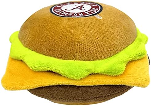 NCAA ALABAMA CRIMSON TIDE CHEESE BURGER PLUSH DOG & CAT SQUEAK TOY - Cutest STADIUM HAMBERGER SNACK Plush Toy for DOGS & CATS with INNER SQUEAKER & Beautiful Football/Basketball Team Name/Logo