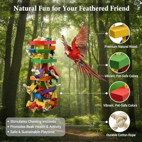 GPY Bird Toys for Parrot, Large Parrot Toys for Cage Macaws Cockatoos