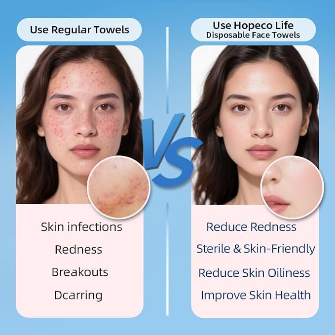 Disposable Facial Towelettes, Extra Large,10"×12", Lint Free, 100% Plant Fiber, Face Towel,Biodegradable,Microfiber Soft, Makeup Remover,Dry Wipes, Sensitive Skin, Facial Cleansing Cloths,50 Count