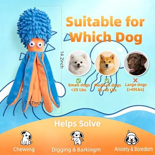 2-Pack Dog Squeak Toys,Plush Puppy Octopus Dog Toys for Small Medium Breed