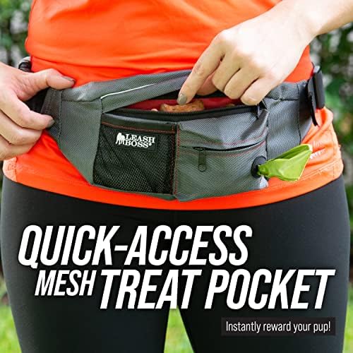 Leash Boss Dog Treat Pouch for Training | Training Treat Pouches for Pet Training | Treat Bag for Dog Training | Portable Kibble Snack Container for Pets | Fanny Pack Waist Belt Transport On The Go