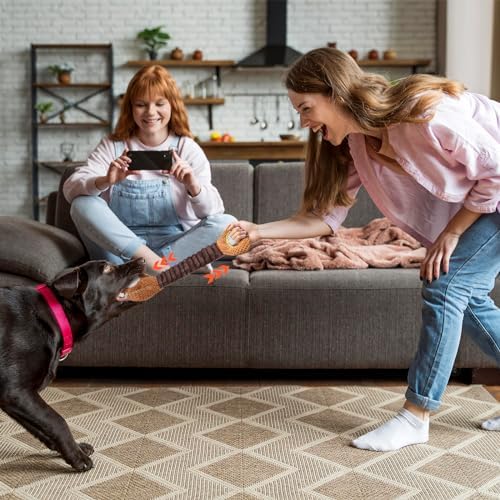 Letsmeet Squeaky Dog Toys - Plush Tug of War with Crinkle Paper, Interactive Pull Toy for Puppies to Large Dogs