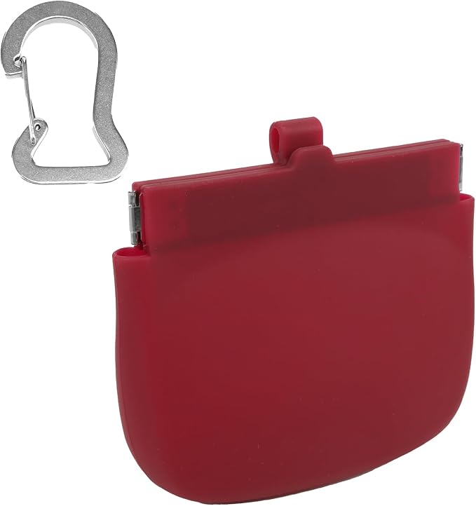 Silicone Dog Treat Pouch for Pet Training One-Hand Access One Cup Silicone Treat Bag with Pull Tab and Auto Closing Lid Treat Pouches for Leash(Color: Red)