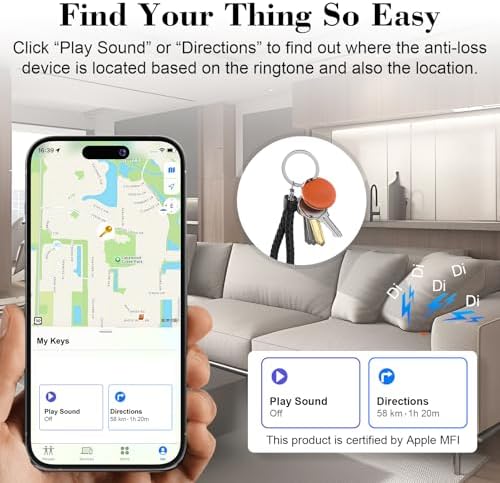 Air Tracker Tag, [MFi Certified] Smart Tag, Pet Bluetooth Tracker for Apple Find My, IP68 Waterproof,Replaceable Battery, Key Finder and Item Locator for Keys, Bags, Pets, Wallet (iOS Only)-Orange