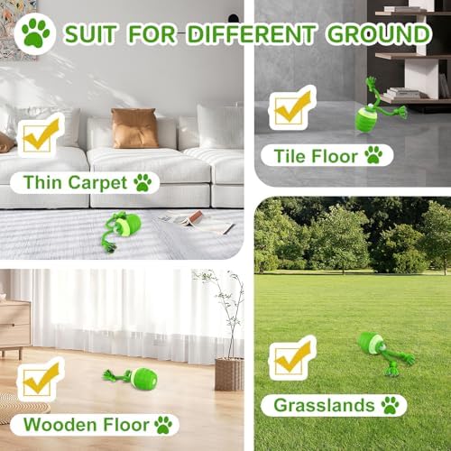 Interactive Dog Toy, [Newly Upgraded] Motion Activated Rolling Ball for Small Dogs, Automatic Moving Dogs Ball for Boredom, USB Rechargeable(Green)