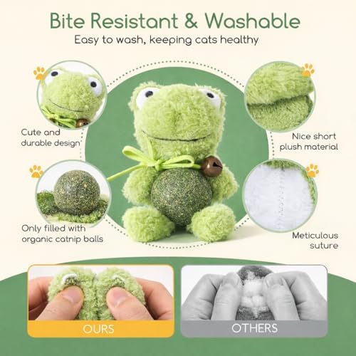 Cat Toys with Catnip Kitten Chew Bite Supplies Boredom Relief Fluffy Kitty Teeth Cleaning Chewing Cat Lovers Interactive Plush Gift (New Forg)