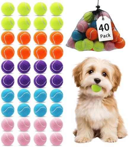 Magicorange Small Tennis Balls, 40 Pack 2 inch Tennis Balls for Dogs