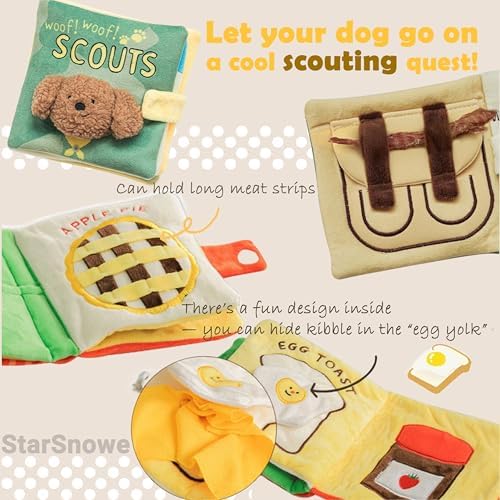StarSnowe×Cute Dog Enrichment Toys,Squeaky Snuffle Book Series,Interactive Sniff Mat for Mental Stimulation & Slow Feeding,Treat Puzzle Toys for Puppy,Crinkle Gifts (Light Green - Scouts)