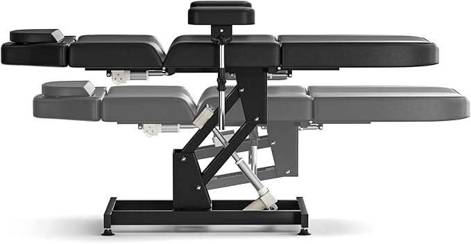 Fully Electric Tattoo Chair Bed for Client with 3 Motor & Adjustable Armrests Black Facial Beds for Esthetician w/Headrest for Spa