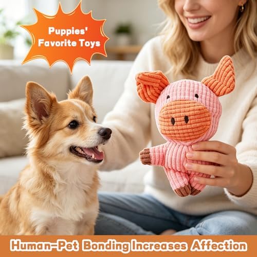 6 Pack Squeaky Dog Toys, Durable Stuffed Plush Chew Toys, Tough Plush Animal Dog Toys for Small Medium Large Dogs, Keep Dogs Busy, Premium Interactive Chew Toys for Puppies & Adult Dogs