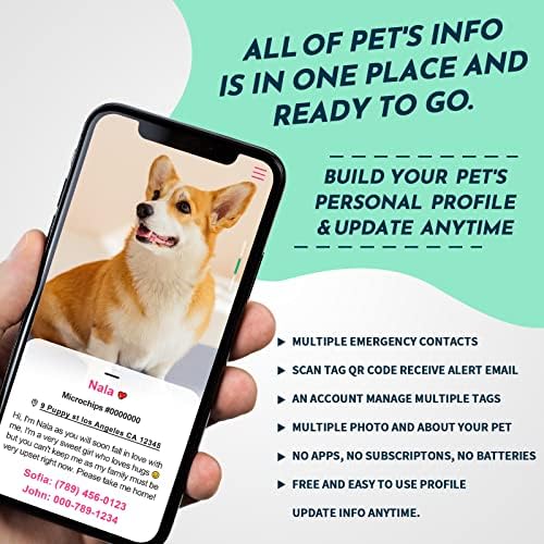 MYLUCKYTAG NFC&QR Code Personalized Dog Cat Tag, Online Pet Profile, Scan QR Receive Instant Pet Location Alert Email