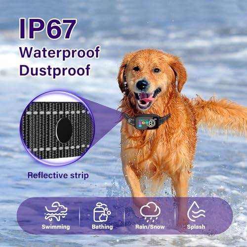 Dog Bark Collar, Rechargeable Anti Barking Device with 4 Modes & Long Battery Life, Adjustable Beep Vibration Static Shock Training Collar for Small Medium Large Dogs