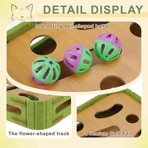 Interactive Cat Toy Puzzle Toys for Indoor, Felt Maze Box, Cat Toys, Mental Stimulation and Entertainment, Square, Green, 1 Set