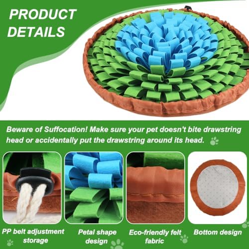 SZEE Snuffle Mat for Dogs, Adjustable Sniffing Mat for Smell Training and Slow Eating, Dog Snuffle Pad for Mental Stimulation and Enrichment, Interactive Toys for Pets (Blue and Green)